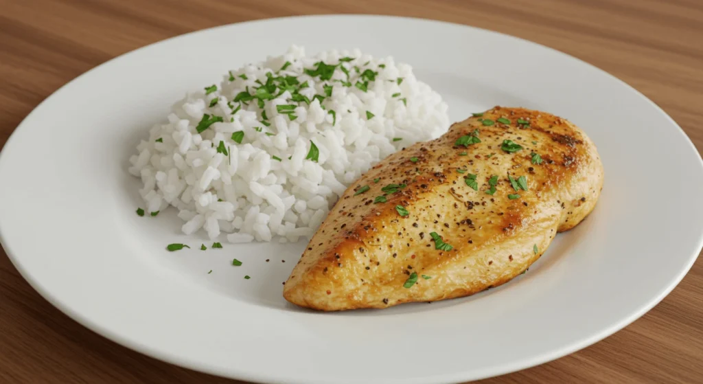 Putenschnitzel mit Reis: In 3 Schritten gesund & lecker Gesundes Putenschnitzel mit Reis und Salat als Beilage.