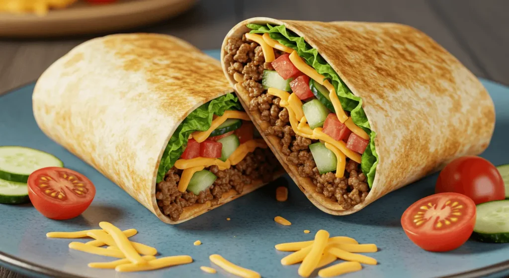 Low-Carb Big Mac Rolle: Ein gesunder Genuss für deine Ernährung Zutaten für die Low-Carb Big Mac Rolle: Hackfleisch, Salat, Tomaten, Gurken, Zwiebeln und Sauce.