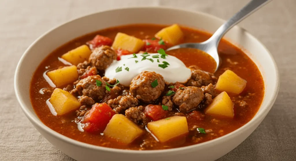 Bauerntopf Rezept: Gesund, schnell und voller Geschmack Fertiger Bauerntopf auf dem Tisch – ein herzhaftes Familienessen
